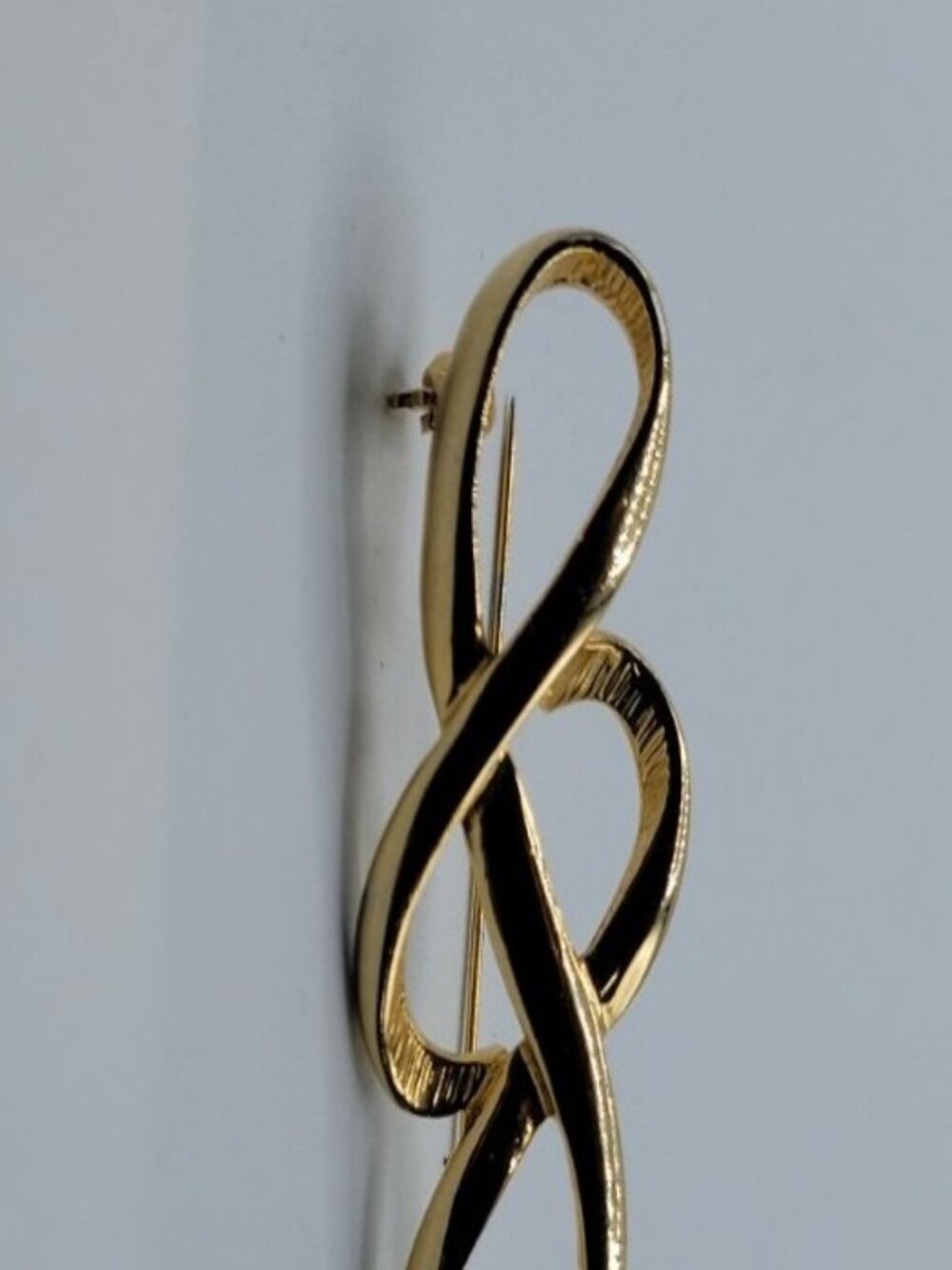 Danecraft Double Infinity Brooch Pin Vintage Gold Tone Twisted Infinity Brooch